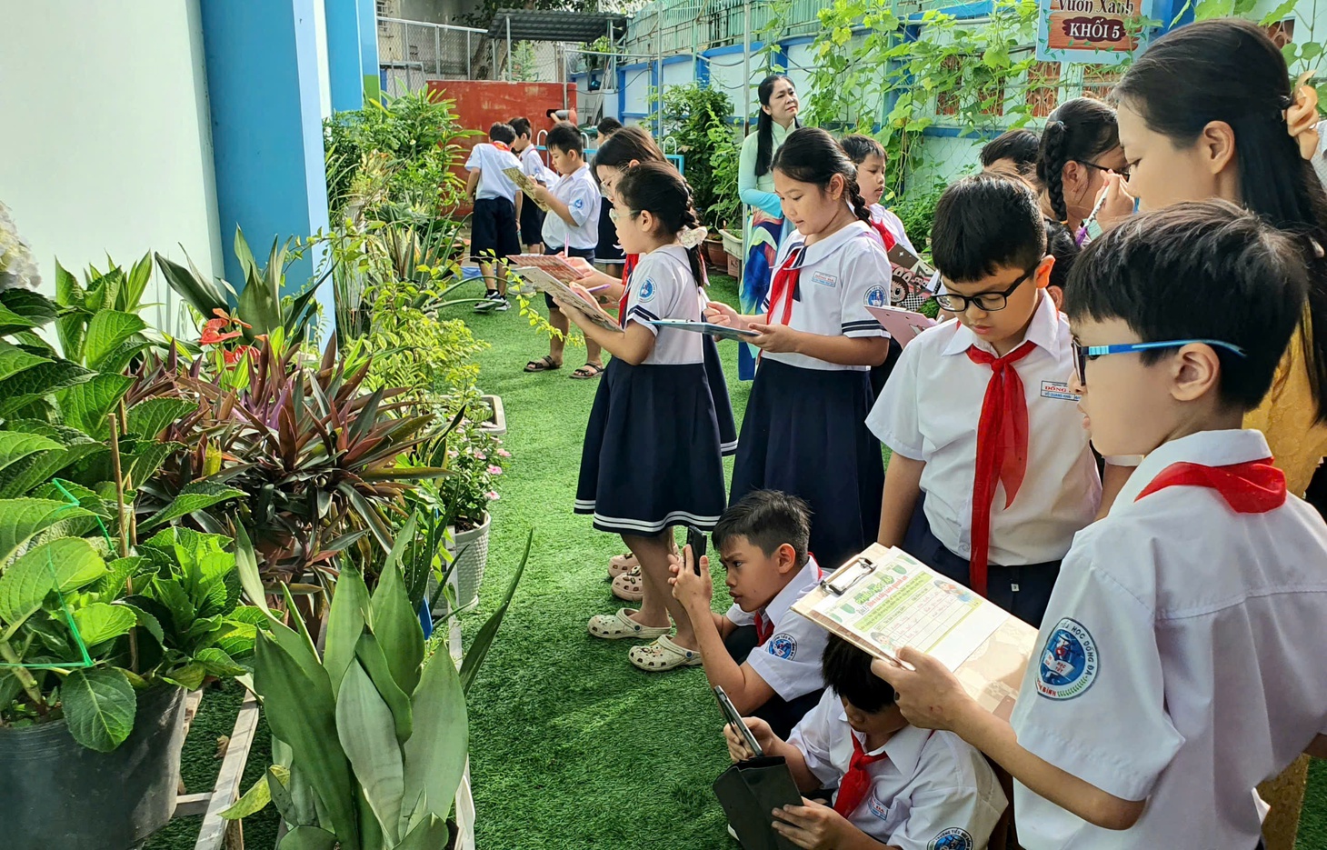 Tiết học ở vườn thực vật kết hợp công nghệ số - Ảnh 2.