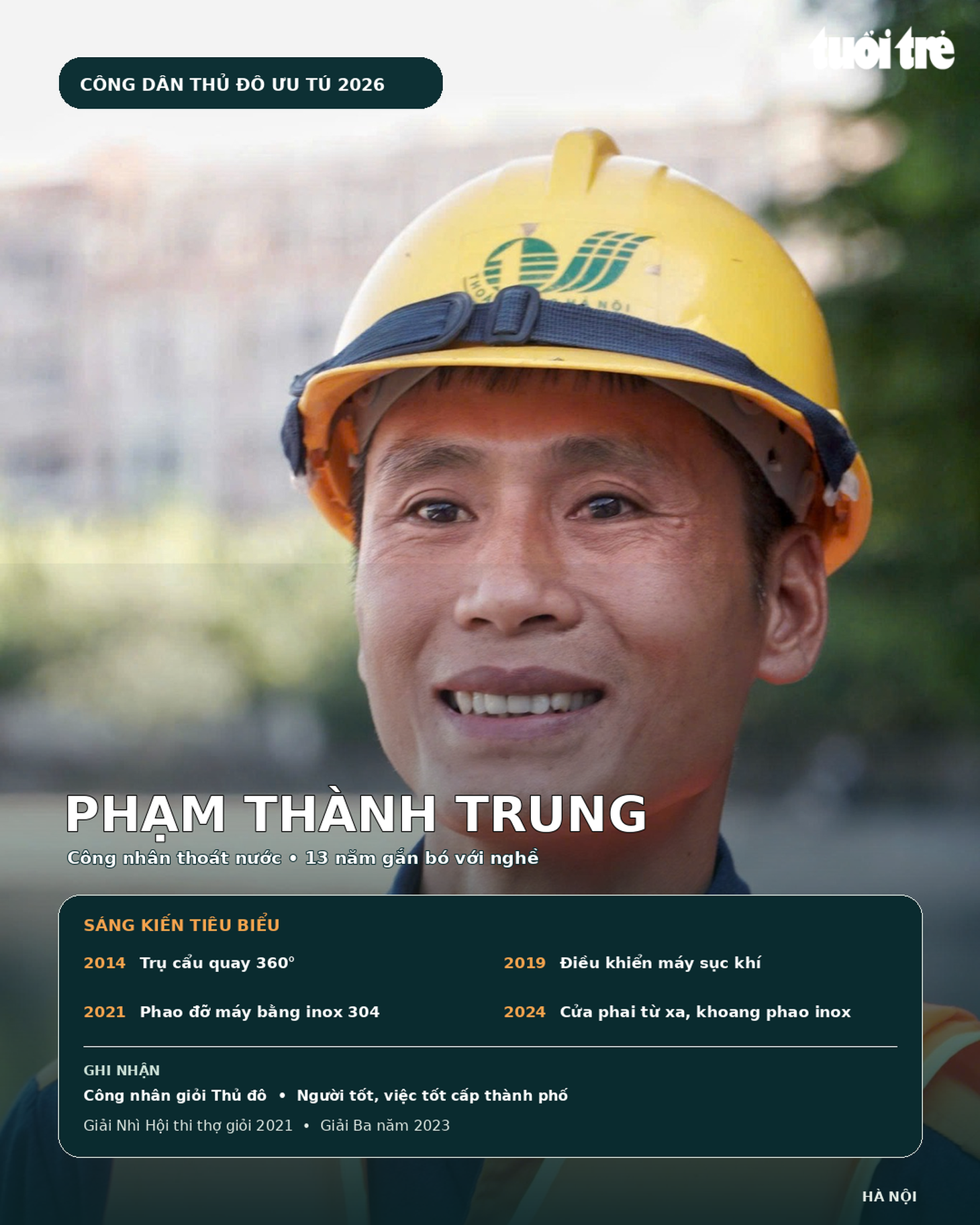 Công nhân thoát nước Hà Nội PHẠM Thành Trung vinh danh Công dân Thủ đô ưu tú 2026 - Ảnh 1.