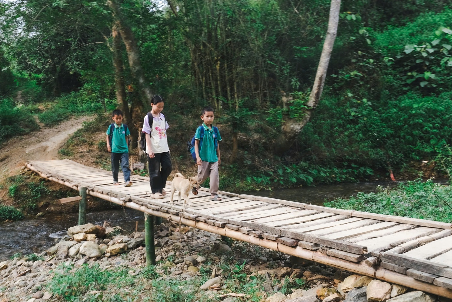 Qua sông bằng bè tự chế, học sinh vùng cao thấp thỏm trước mùa lũ - Ảnh 12.