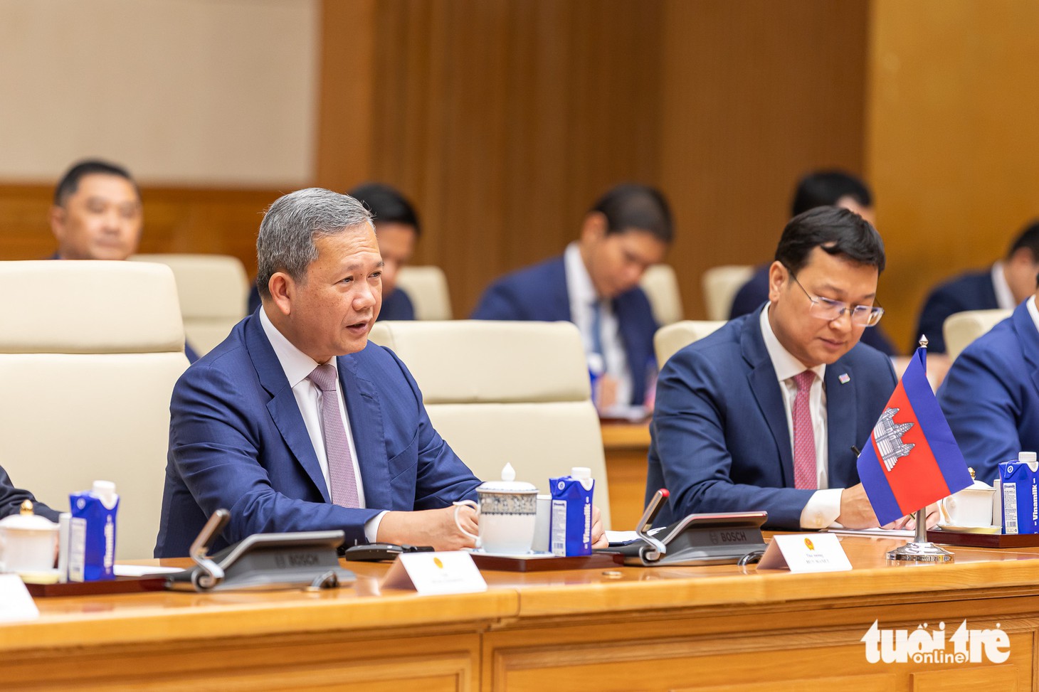 Thủ tướng Lê Minh Hưng đón và hội đàm với Thủ tướng Campuchia Hun Manet - Ảnh 13.