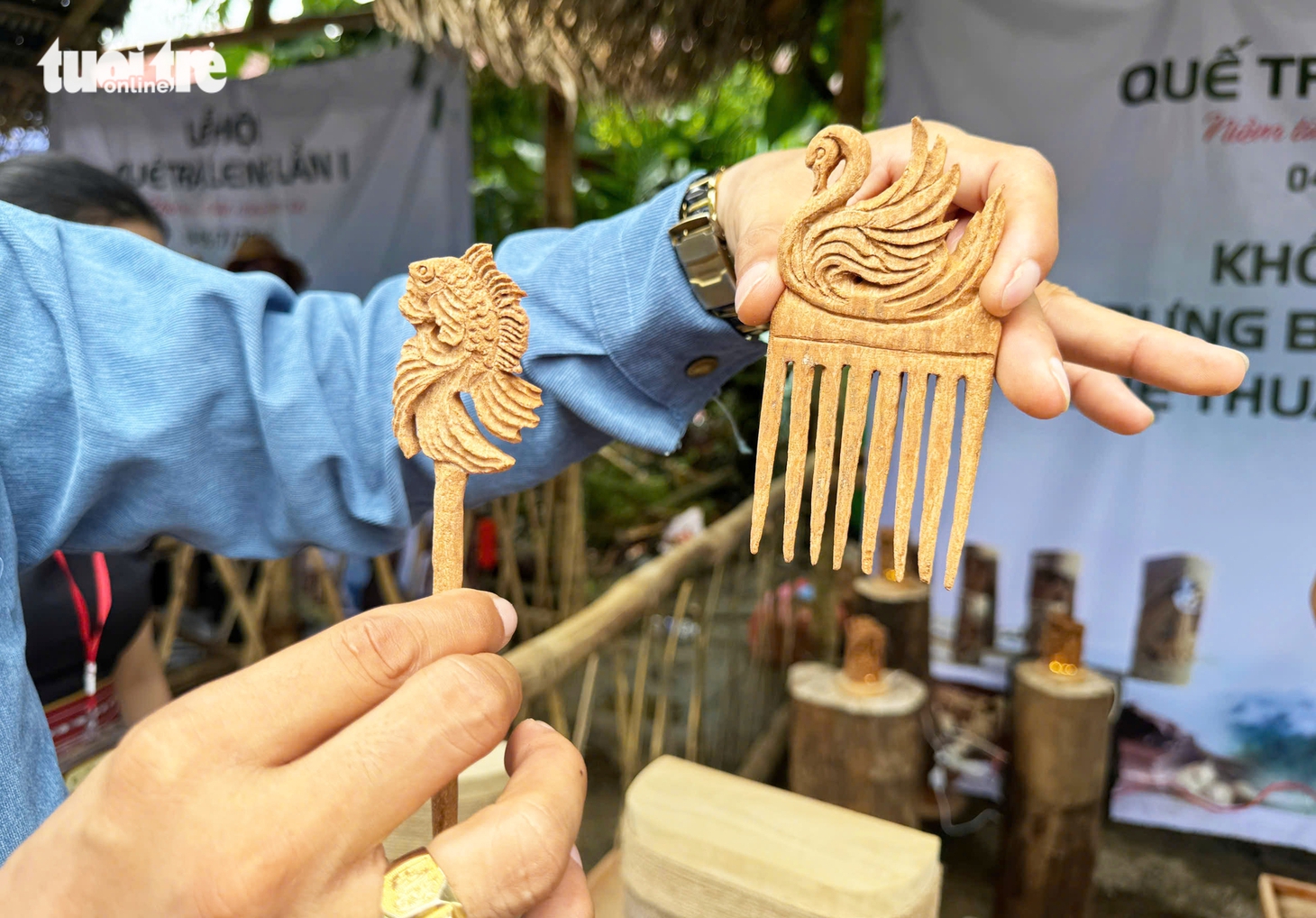 Độc lạ những sản phẩm điêu khắc tuyệt đẹp từ vỏ, gỗ quế Trà Leng - Ảnh 6.