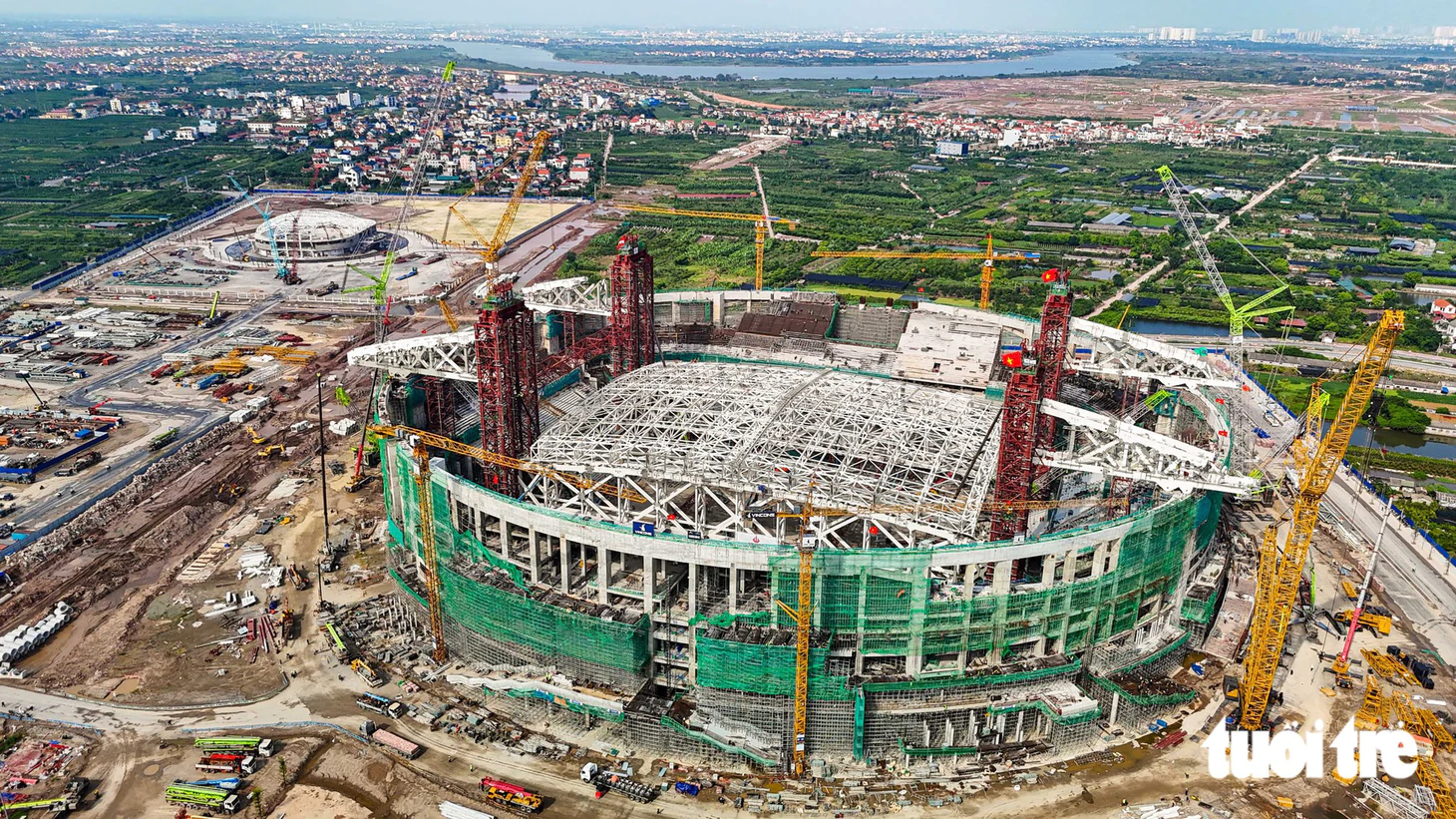 Công trường sân vận động 60.000 chỗ tại Hưng Yên vừa đón Chủ tịch FIFA tới thăm, chuẩn bị lắp mái vòm hơn 8.500 tấn - Ảnh 2.