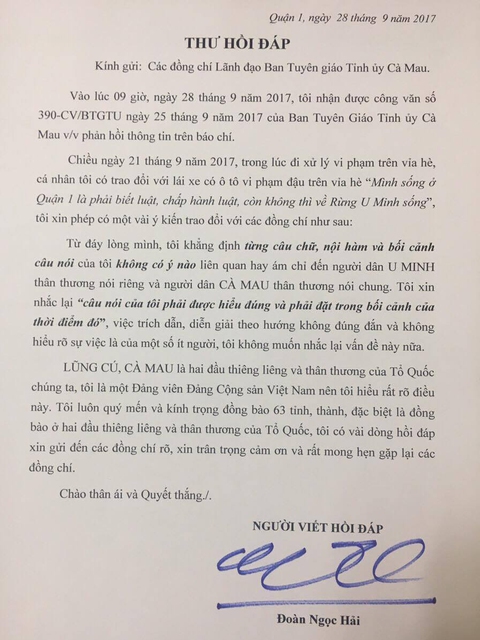 Ông Đoàn Ngọc Hải hồi đáp Cà Mau về phát ngôn - Ảnh 1. Ông Đoàn Ngọc Hải hồi đáp Cà Mau về phát ngôn - Ảnh 1.