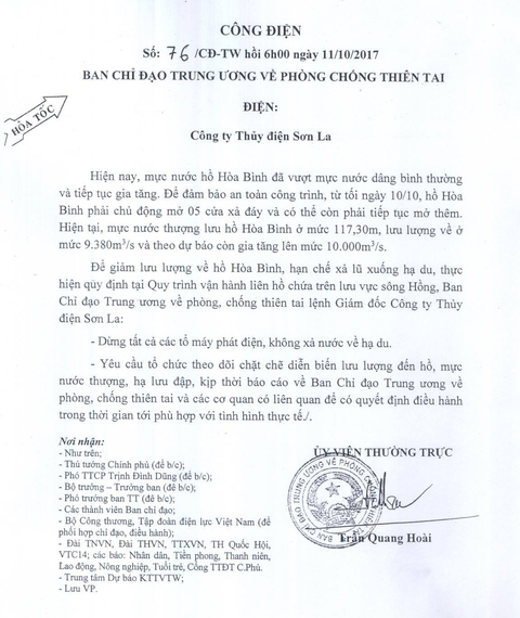 Lệnh cho thủy điện Sơn La ngừng phát điện, không xả lũ - Ảnh 1. Lệnh cho thủy điện Sơn La ngừng phát điện, không xả lũ - Ảnh 1.