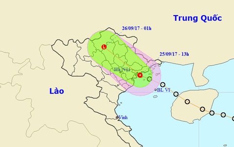 Áp thấp đã vào đất liền, nhiều nơi mưa như trút - Ảnh 1. Áp thấp đã vào đất liền, nhiều nơi mưa như trút - Ảnh 1.