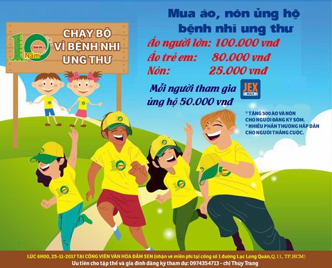 Mời bạn đọc tham gia chạy bộ “Vì bệnh nhi ung thư” tại TP.HCM - Ảnh 1. Mời bạn đọc tham gia chạy bộ “Vì bệnh nhi ung thư” tại TP.HCM - Ảnh 1.