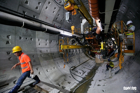 Robot TBM sắp thông đường hầm đầu tiên tuyến metro số 1 - Ảnh 2. Robot TBM sắp thông đường hầm đầu tiên tuyến metro số 1 - Ảnh 2.