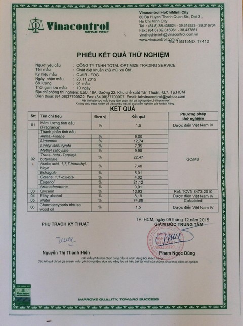 Dịch vụ lọc không khí và diệt khuẩn ô tô C-airfog đến Việt Nam - Ảnh 1. Dịch vụ lọc không khí và diệt khuẩn ô tô C-airfog đến Việt Nam - Ảnh 1.