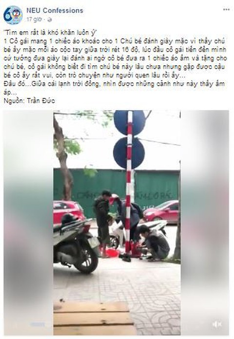 Cô gái truy tìm cậu bé đánh giày tặng áo ấm giữa trời đông - Ảnh 1. Cô gái truy tìm cậu bé đánh giày tặng áo ấm giữa trời đông - Ảnh 1.