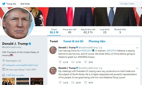 Ông Trump đã rời Trung Quốc, trên đường sang Việt Nam - Ảnh 2. Ông Trump đã rời Trung Quốc, trên đường sang Việt Nam - Ảnh 2.