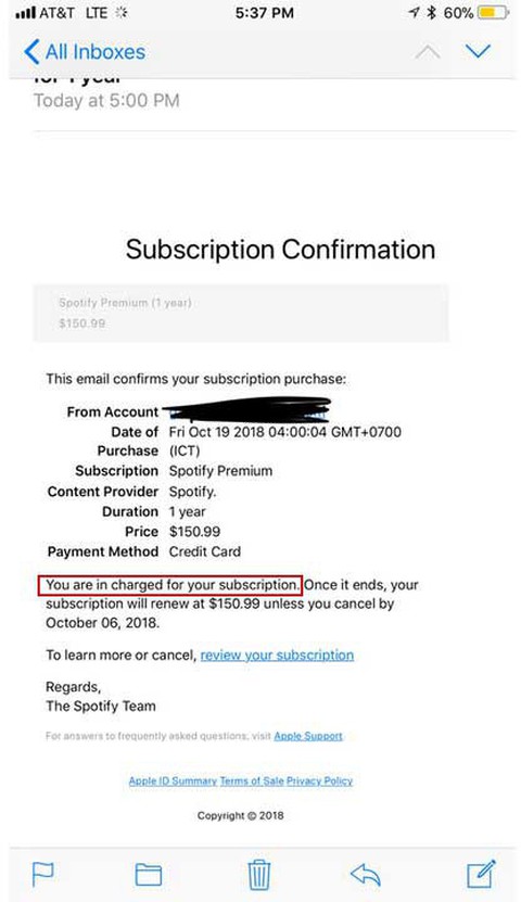 Cẩn thận email Spotify giả tìm cách đánh cắp Apple ID - Ảnh 1. Cẩn thận email Spotify giả tìm cách đánh cắp Apple ID - Ảnh 1.