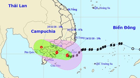 7h sáng mai 25-11 bão đổ bộ bờ biển Bình Thuận đến Bến Tre - Ảnh 1. 7h sáng mai 25-11 bão đổ bộ bờ biển Bình Thuận đến Bến Tre - Ảnh 1.