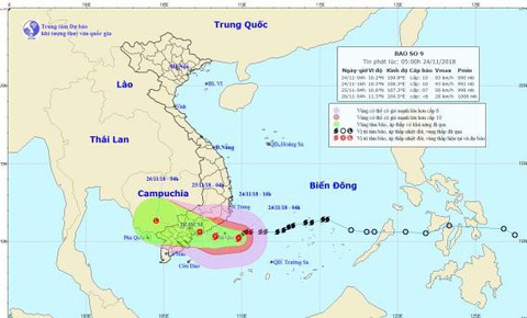 Bão số 9 có xu hướng dịch chuyển xuống phía Nam - Ảnh 1. Bão số 9 có xu hướng dịch chuyển xuống phía Nam - Ảnh 1.