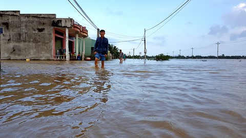Bình Định sơ tán khẩn cấp hơn 150 hộ dân vì lo vỡ đê - Ảnh 2. Bình Định sơ tán khẩn cấp hơn 150 hộ dân vì lo vỡ đê - Ảnh 2.