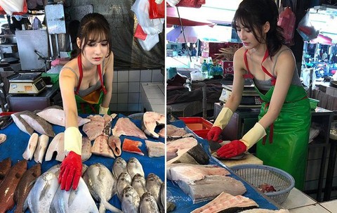 Dân mạng thích mê ‘cô gái bán cá đẹp nhất’ ở Đài Loan - Ảnh 4. Dân mạng thích mê ‘cô gái bán cá đẹp nhất’ ở Đài Loan - Ảnh 4.