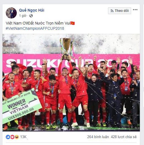 Các tuyển thủ VN viết gì trên Facebook sau khi vô địch AFF Cup? - Ảnh 4. Các tuyển thủ VN viết gì trên Facebook sau khi vô địch AFF Cup? - Ảnh 4.