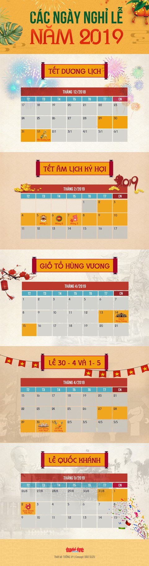 Đánh dấu lịch các ngày nghỉ lễ trong năm mới 2019 - Ảnh 1. Đánh dấu lịch các ngày nghỉ lễ trong năm mới 2019 - Ảnh 1.