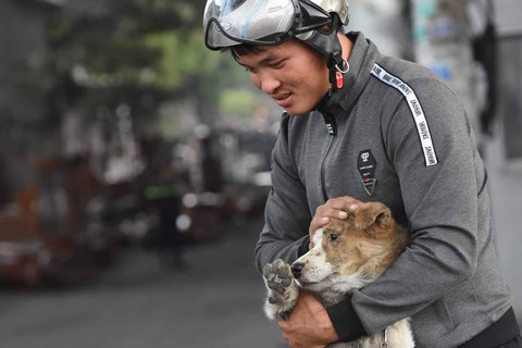 Anh công nhân cứu chú chó bị xích vùng vẫy tuyệt vọng trong đám cháy - Ảnh 1. Anh công nhân cứu chú chó bị xích vùng vẫy tuyệt vọng trong đám cháy - Ảnh 1.