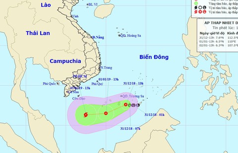 Áp thấp mạnh lên, cách Trường Sa 150km - Ảnh 1. Áp thấp mạnh lên, cách Trường Sa 150km - Ảnh 1.