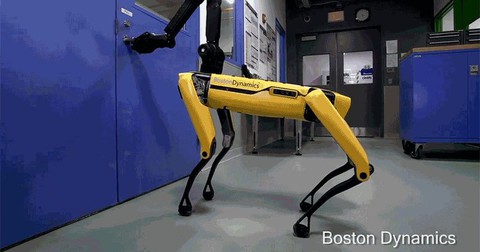 Chó robot biết mở cửa và dùng chân giữ cửa như thật - Ảnh 1. Chó robot biết mở cửa và dùng chân giữ cửa như thật - Ảnh 1.