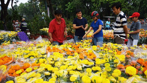 Trưa 30 tết nhiều điểm bán hoa ở TPHCM quyết không giảm giá - Ảnh 6. Trưa 30 tết nhiều điểm bán hoa ở TPHCM quyết không giảm giá - Ảnh 6.