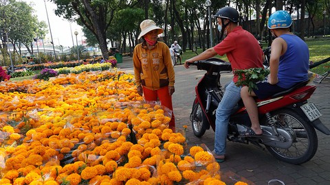 Trưa 30 tết nhiều điểm bán hoa ở TPHCM quyết không giảm giá - Ảnh 7. Trưa 30 tết nhiều điểm bán hoa ở TPHCM quyết không giảm giá - Ảnh 7.