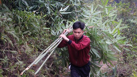 Theo chân người Tày vào rừng lấy cây nêu đón Tết - Ảnh 6. Theo chân người Tày vào rừng lấy cây nêu đón Tết - Ảnh 6.
