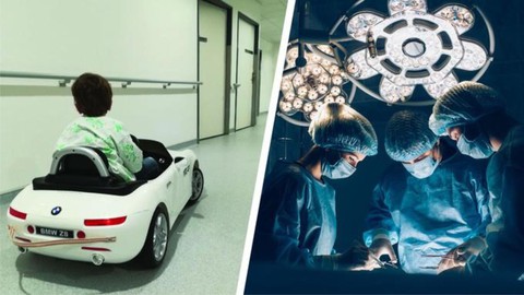 Cho trẻ em tự lái xe hơi điện vào phòng mổ - Ảnh 1. Cho trẻ em tự lái xe hơi điện vào phòng mổ - Ảnh 1.