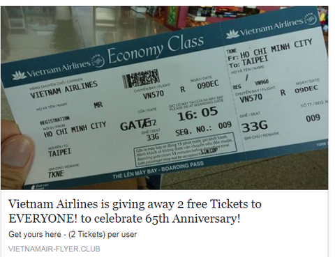 Vietnam Airlines khuyến cáo khách cảnh giác vụ tặng vé máy bay - Ảnh 1. Vietnam Airlines khuyến cáo khách cảnh giác vụ tặng vé máy bay - Ảnh 1.