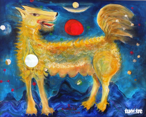 Dễ thương khi họa sĩ Huế vẽ tranh chó nhân năm Mậu Tuất - Ảnh 4. Dễ thương khi họa sĩ Huế vẽ tranh chó nhân năm Mậu Tuất - Ảnh 4.