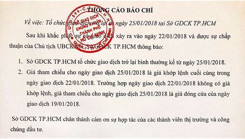 HoSE giao dịch lại vào ngày 25-1 sau hai ngày đóng cửa - Ảnh 1. HoSE giao dịch lại vào ngày 25-1 sau hai ngày đóng cửa - Ảnh 1.