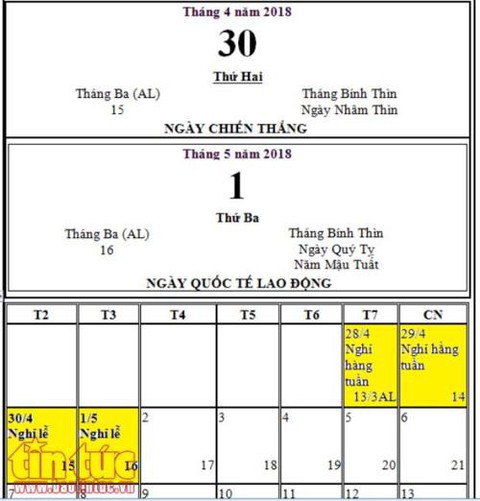 Dịp lễ 30-4 và 1-5, người lao động được nghỉ bao nhiêu ngày? - Ảnh 1. Dịp lễ 30-4 và 1-5, người lao động được nghỉ bao nhiêu ngày? - Ảnh 1.