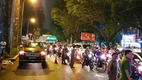 Cảnh sát cứu hỏa phá bốn tổ ong mật trên cây cao trong đêm - Ảnh 5. Cảnh sát cứu hỏa phá bốn tổ ong mật trên cây cao trong đêm - Ảnh 5.