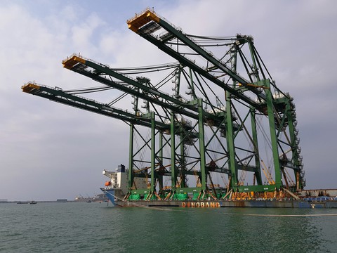 Cẩu trục khủng Made in Vietnam lên tàu đến Ấn Độ - Ảnh 1. Cẩu trục khủng Made in Vietnam lên tàu đến Ấn Độ - Ảnh 1.