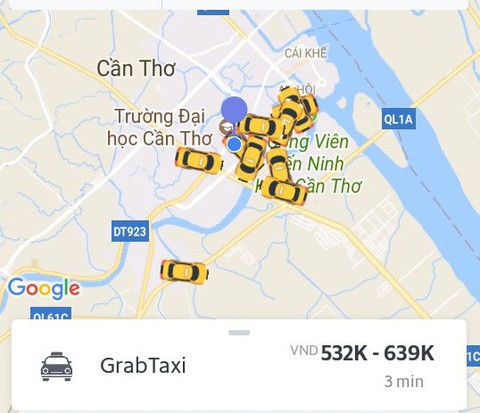 GrabTaxi vẫn hoạt động ở Cần Thơ dù chưa được cấp phép - Ảnh 1. GrabTaxi vẫn hoạt động ở Cần Thơ dù chưa được cấp phép - Ảnh 1.