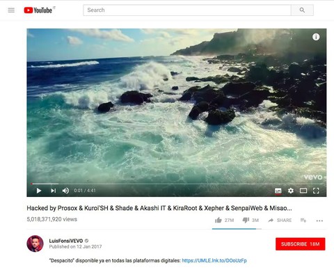 Despacito 5 tỉ lượt xem trên Youtube bị hack và xóa sổ - Ảnh 1. Despacito 5 tỉ lượt xem trên Youtube bị hack và xóa sổ - Ảnh 1.