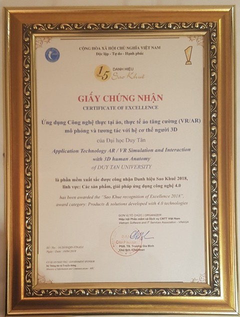 Giải thưởng Sao khuê 2018 vinh danh Ứng dụng 3D trong Y học của ĐH Duy Tân - Ảnh 2. Giải thưởng Sao khuê 2018 vinh danh Ứng dụng 3D trong Y học của ĐH Duy Tân - Ảnh 2.