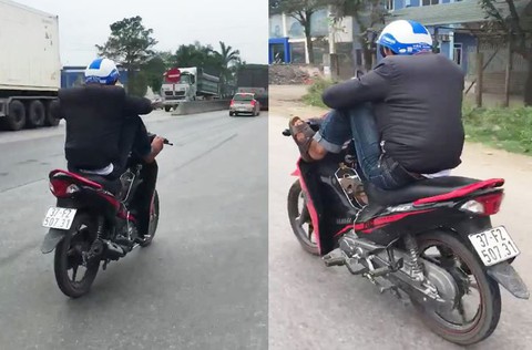 Phạt nam thanh niên lái xe máy bằng chân hơn 7 triệu - Ảnh 1. Phạt nam thanh niên lái xe máy bằng chân hơn 7 triệu - Ảnh 1.