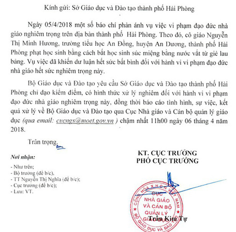 Yêu cầu xử nghiêm cô giáo bắt học sinh uống nước giặt giẻ lau bảng - Ảnh 2. Yêu cầu xử nghiêm cô giáo bắt học sinh uống nước giặt giẻ lau bảng - Ảnh 2.