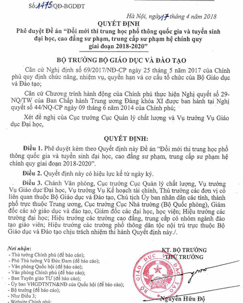 Thu hồi đề án đổi mới thi THPT quốc gia 750 tỉ - Ảnh 2. Thu hồi đề án đổi mới thi THPT quốc gia 750 tỉ - Ảnh 2.