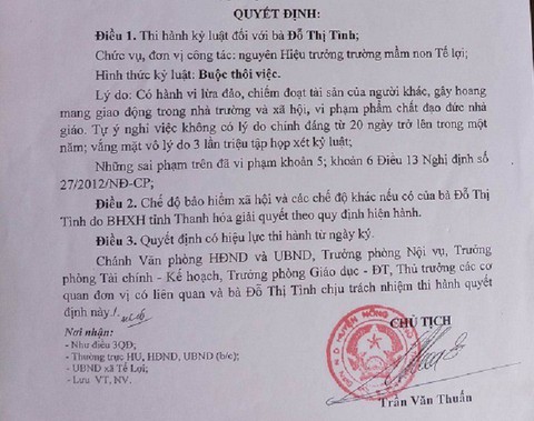 Buộc thôi việc hiệu trưởng nợ dân cả tỉ đồng không trả - Ảnh 1. Buộc thôi việc hiệu trưởng nợ dân cả tỉ đồng không trả - Ảnh 1.