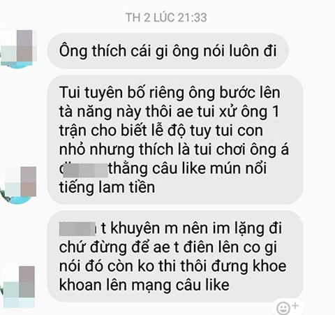 Mất ăn mất ngủ vì bị dọa đánh từ tin đồn trên mạng - Ảnh 2. Mất ăn mất ngủ vì bị dọa đánh từ tin đồn trên mạng - Ảnh 2.