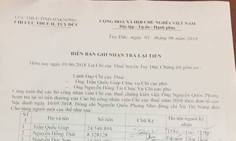 Bị tố cáo, sếp cũ về cơ quan trả lại tiền thưởng cho nhân viên - Ảnh 2. Bị tố cáo, sếp cũ về cơ quan trả lại tiền thưởng cho nhân viên - Ảnh 2.