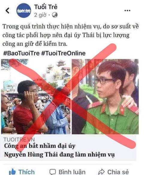 Ngụy tạo hình ảnh Fanpage Tuổi Trẻ để tung tin thất thiệt - Ảnh 1. Ngụy tạo hình ảnh Fanpage Tuổi Trẻ để tung tin thất thiệt - Ảnh 1.