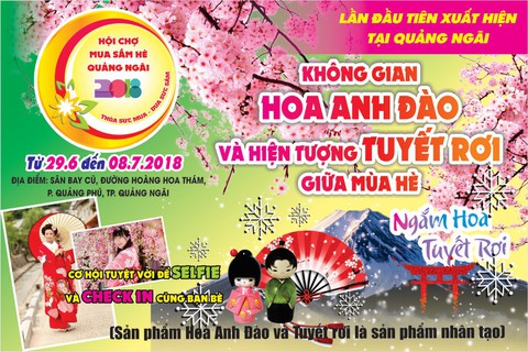 Ngắm “Lễ hội Hoa Anh Đào và Tuyết rơi” lần đầu tại Quảng Ngãi - Ảnh 1. Ngắm “Lễ hội Hoa Anh Đào và Tuyết rơi” lần đầu tại Quảng Ngãi - Ảnh 1.