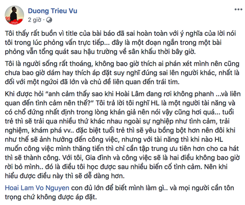Tin hot 9-6: Dương Triệu Vũ đính chính phát biểu về Hoài Lâm - Ảnh 4. Tin hot 9-6: Dương Triệu Vũ đính chính phát biểu về Hoài Lâm - Ảnh 4.