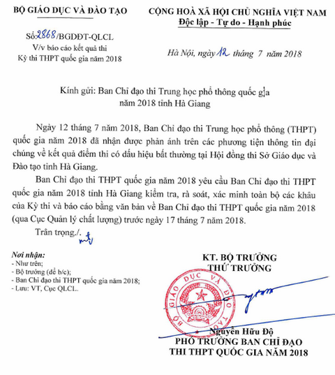 Điểm thi THPT quốc gia ở Hà Giang bất thường, Bộ GD-ĐT vào cuộc - Ảnh 3. Điểm thi THPT quốc gia ở Hà Giang bất thường, Bộ GD-ĐT vào cuộc - Ảnh 3.
