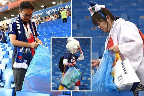 Nhật thua, fan Nhật vừa khóc nức nở lại vừa nhặt rác trên khán đài - Ảnh 5. Nhật thua, fan Nhật vừa khóc nức nở lại vừa nhặt rác trên khán đài - Ảnh 5.