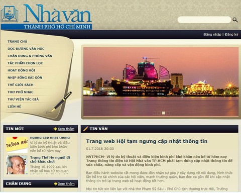 Trang web của Hội Nhà văn TP.HCM lại ngưng hoạt động - Ảnh 1. Trang web của Hội Nhà văn TP.HCM lại ngưng hoạt động - Ảnh 1.