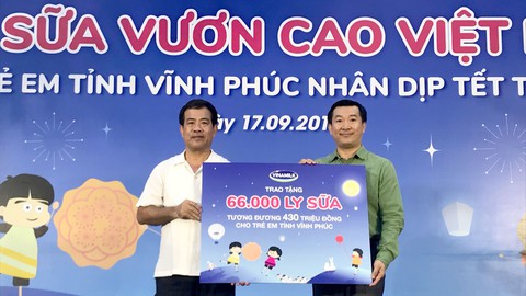 Trao 66.000 ly sữa cho học sinh Vĩnh Phúc - Ảnh 1. Trao 66.000 ly sữa cho học sinh Vĩnh Phúc - Ảnh 1.